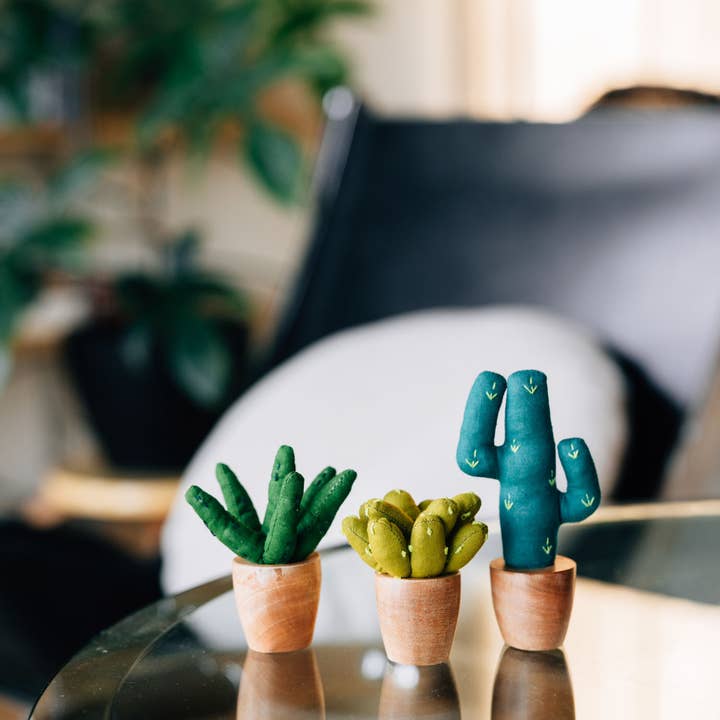 Ten Thousand Villages - Wholesale Artificial Plant - Handmade Mini Cotton Prickly Pear Cactus