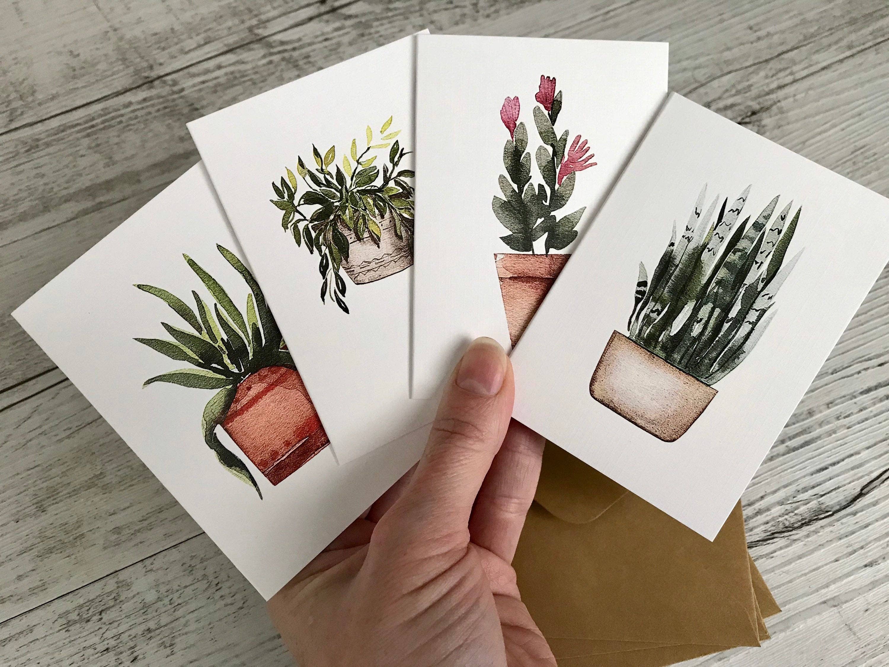 Scattered Seed Co - Wholesale Stationery/notecard set - POTTED PLANTS Collection 2 greeting cards set of 42