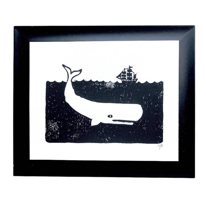 LINOCUT - Moby Dick - Linoleum block relief print (8x10in) for wholesale by The Big Harumph