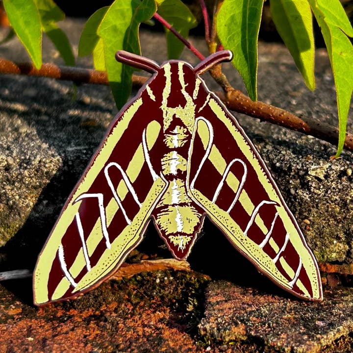 Hvidstribet Sfinxmøl - Hårdemalje Pin for engroshandel hos Salted Teeth