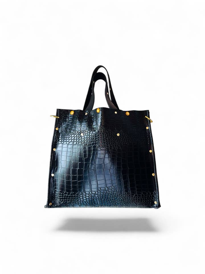 Black Dahlia Croc Tote for wholesale by Soderena Designs