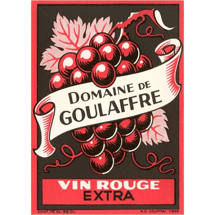 Found Image Press - Wholesale Stationery/Notecard Set - Greeting Card BV-95 Vin Rouge Label