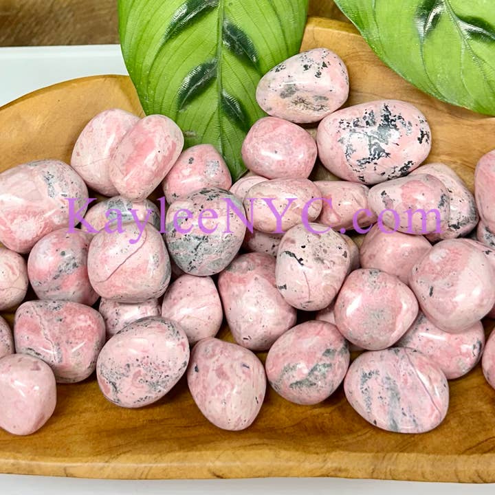 2 Lbs Natural Peruvian Pink Rhodonite Tumble Healing Energy for wholesale by KayleeNYC