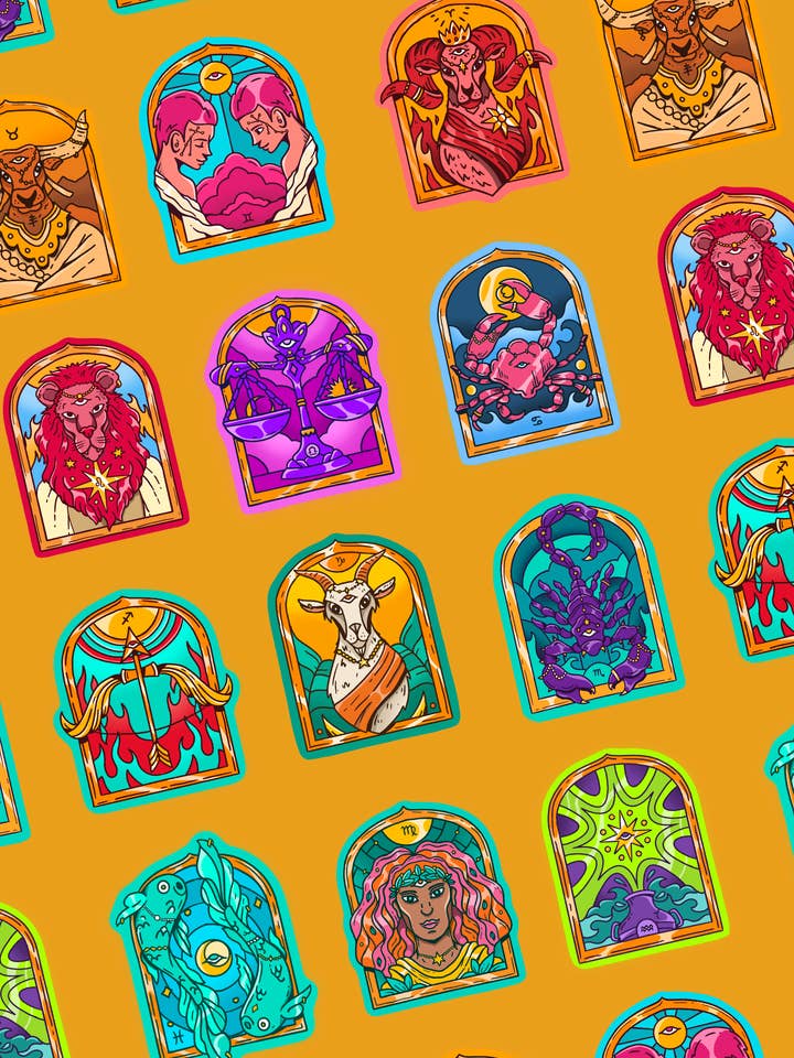 ENTIRE SET: Astrology Sign Stickers - Heralds of the Divine for wholesale by YAMZ: World of Color