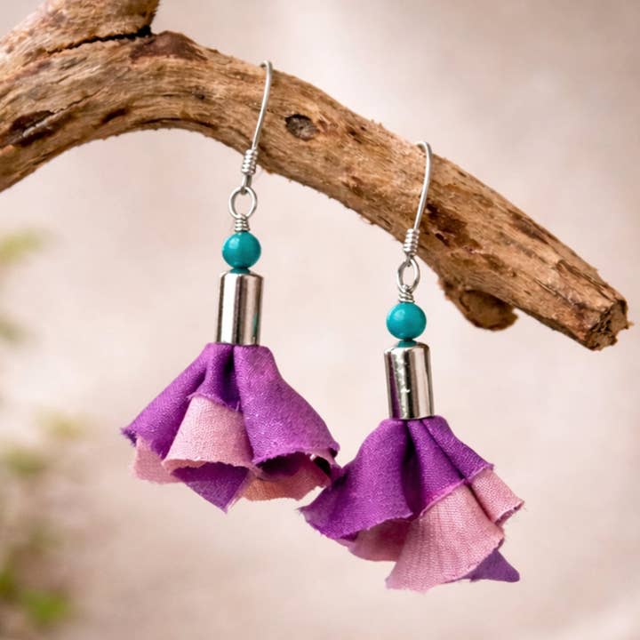 Buckaroo Bling LLC dba Bling Boheme - Wholesale Dangle Earrings - Short Sterling Silver Earrings w/ Pink Flower and Turquoise0