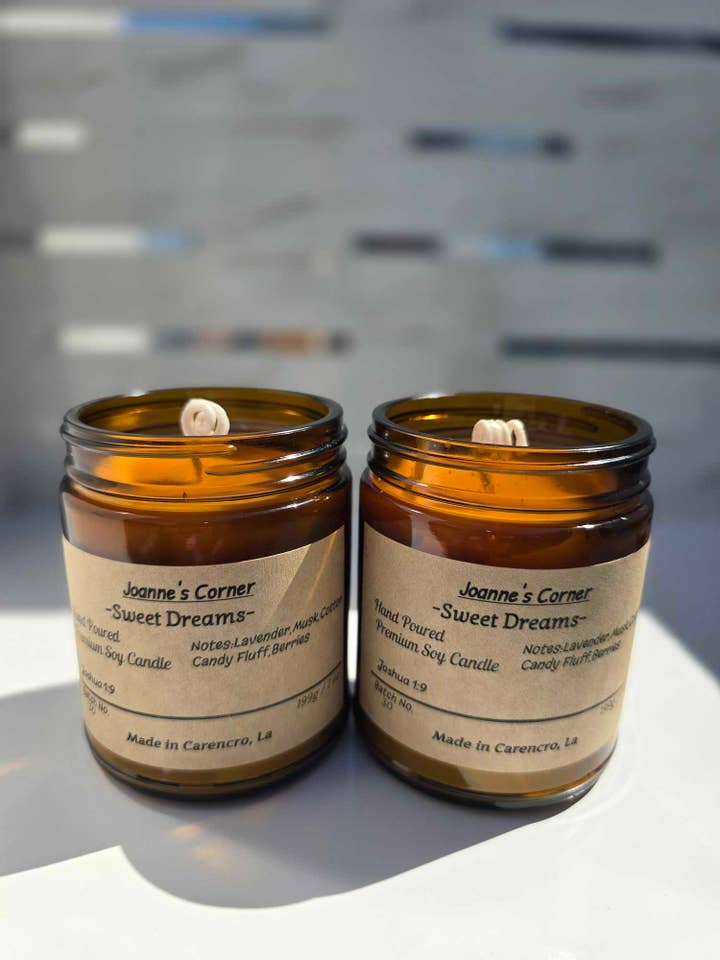 Sweet Dreams -7oz amber jar candle for wholesale by Joanne's Creative Corner llc