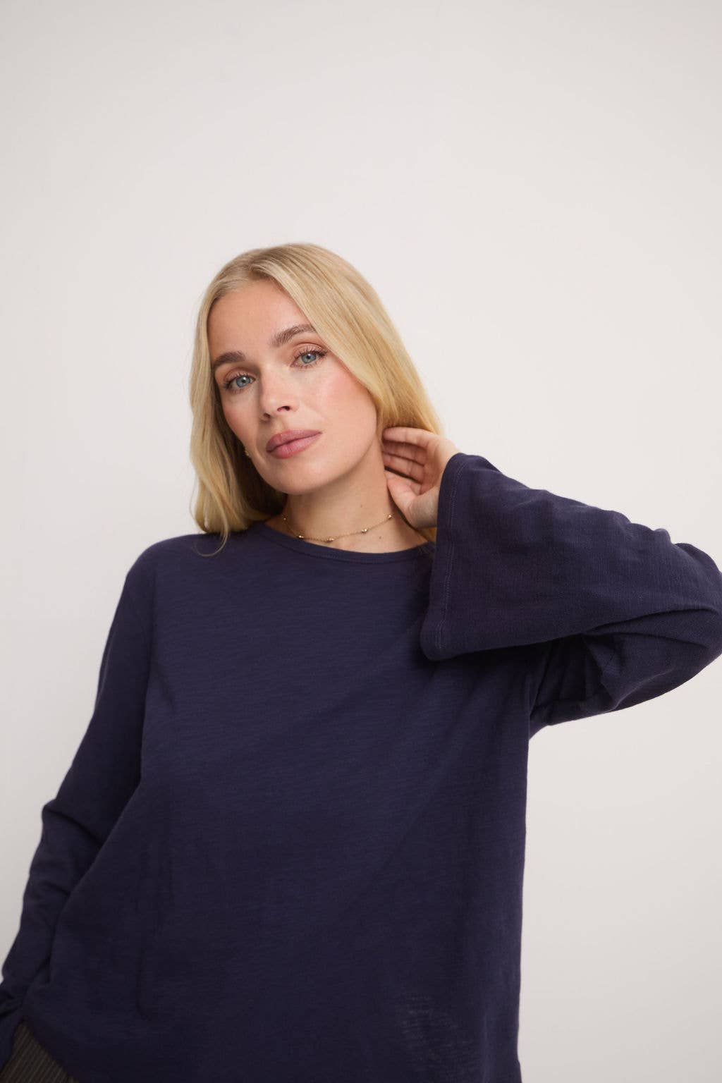 Fika - Wholesale T-Shirt - Women's - Celine Navy Jersey Long Sleeve Top 4