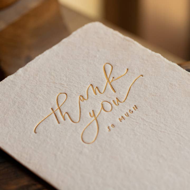 oblation papers & press – postal de agradecimento por atacado – Obrigado Calligraphy Note Handmade Paper Letterpress Card