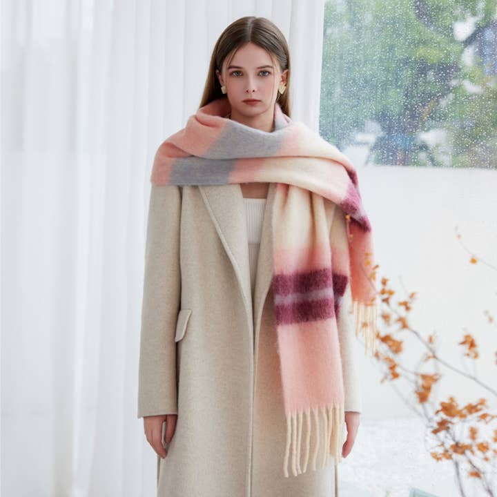 NINEXIS - Wholesale Scarf - Women's - CWASC1575_WINTER PREMIUM THERMAL STRIPED SCARF BIB10