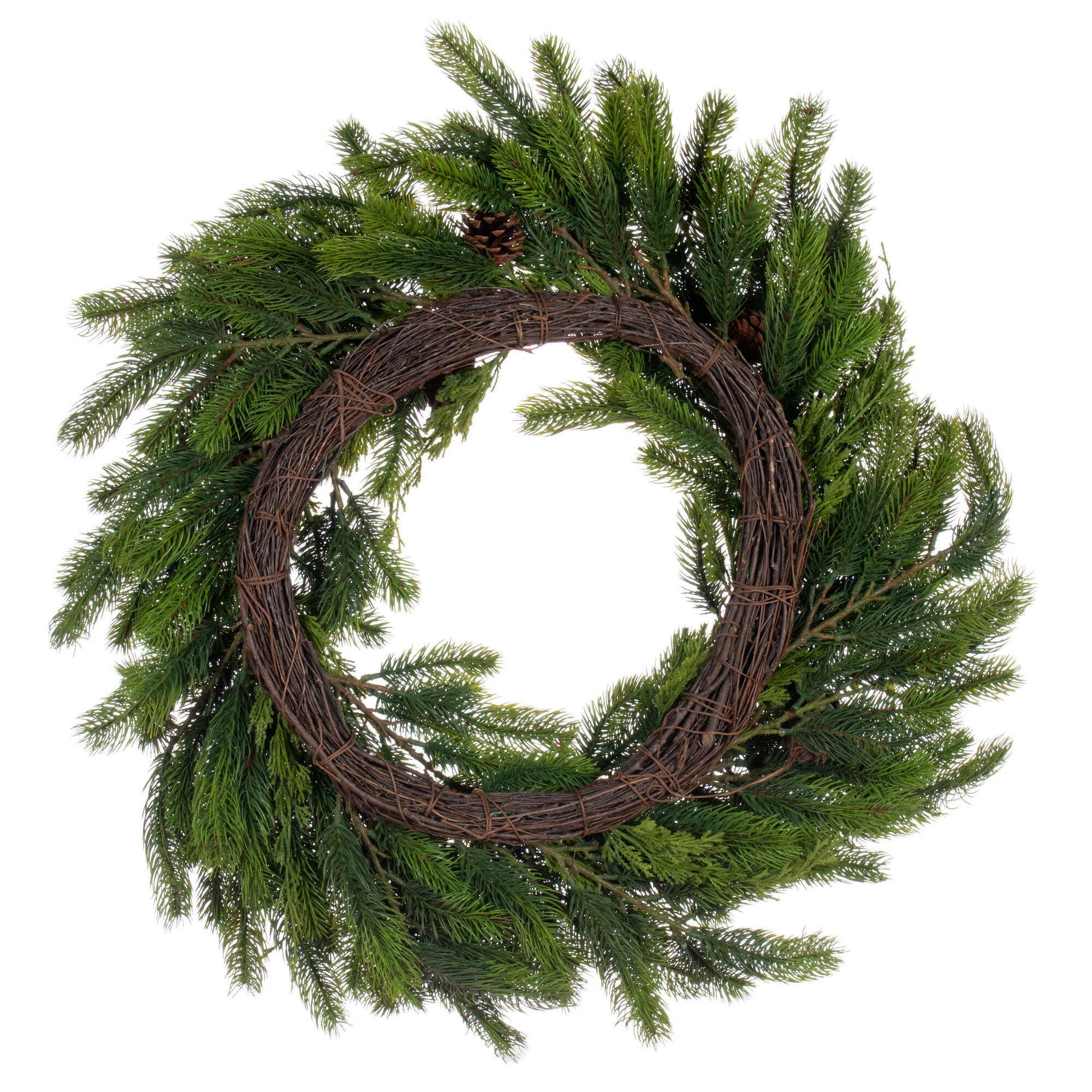 Green Vickerman 28" Holiday Pine Wreath with Cones for wholesale on Faire2