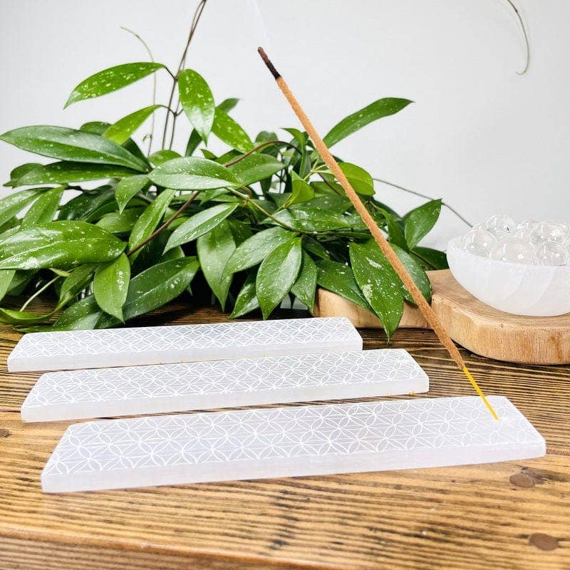 Rock Paradise - Wholesale Incense Holder - Crystal Selenite Incense Burner with Engraved Flower of Life7
