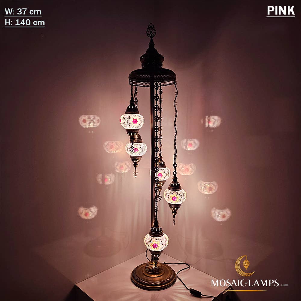 Mosaic Lamps - Wholesale Floor Lamp - 5 Globe Mosaic Floor Lamps, Medium Ball Turkish Mosaic Bedsi14