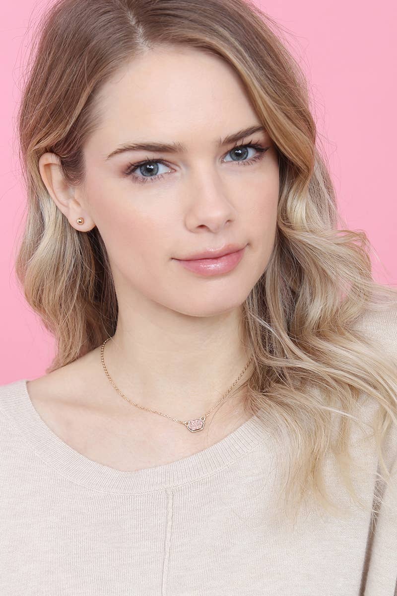 MYS Wholesale Inc - Wholesale Jewelry Set - Druzy Hexagon Pendant Necklace Earring Set38