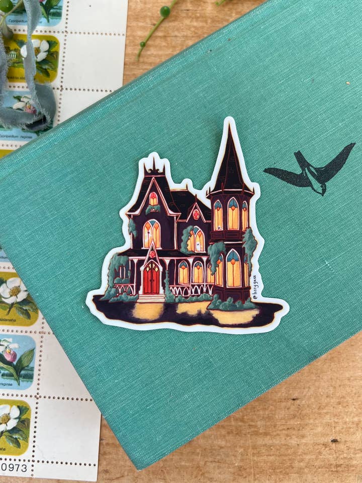 The Gothic Witch's Cottage Sticker for wholesale by Lizzy Gass