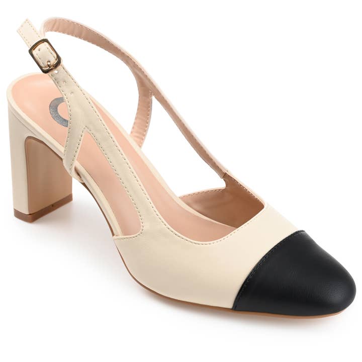 Reignn Block Heel Pumps In Faux Leather for wholesale by Journee