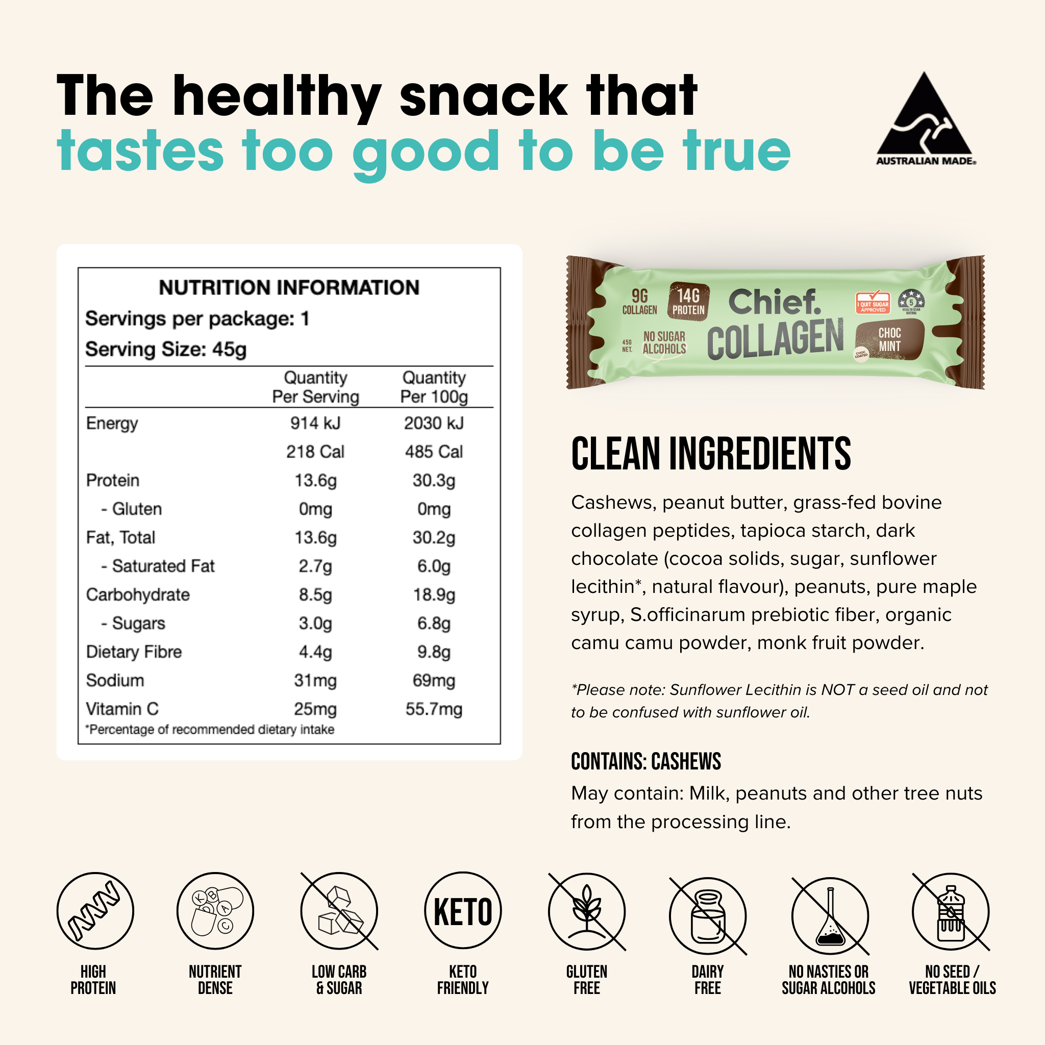 Chief Nutrition - Wholesale Snack bar - Collagen Protein Bars - Choc Mint3