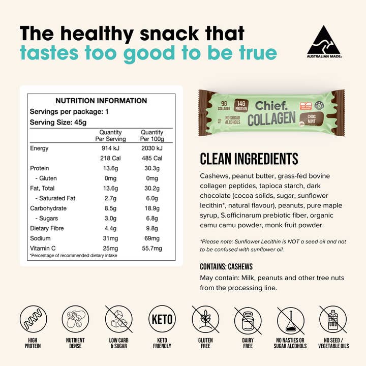 Chief Nutrition - Wholesale Snack bar - Collagen Protein Bars - Choc Mint3