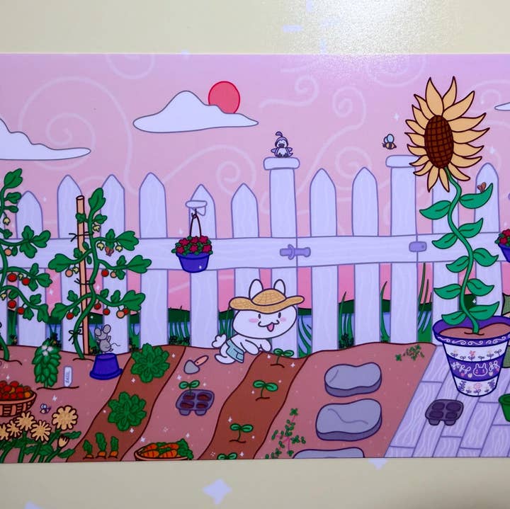 Courtney Elizabeth Studio - Wholesale Art Print - Gardening Rabbit Art Print | Cute Bunny Artwork | 5x7 Print0