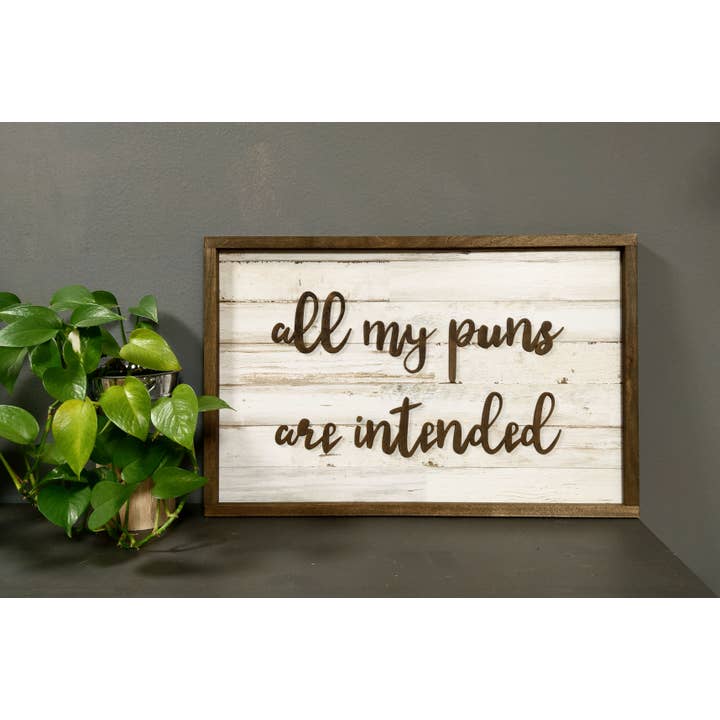 Shiplap Sign - All My Puns Are Intended for wholesale by Piece of Paradise