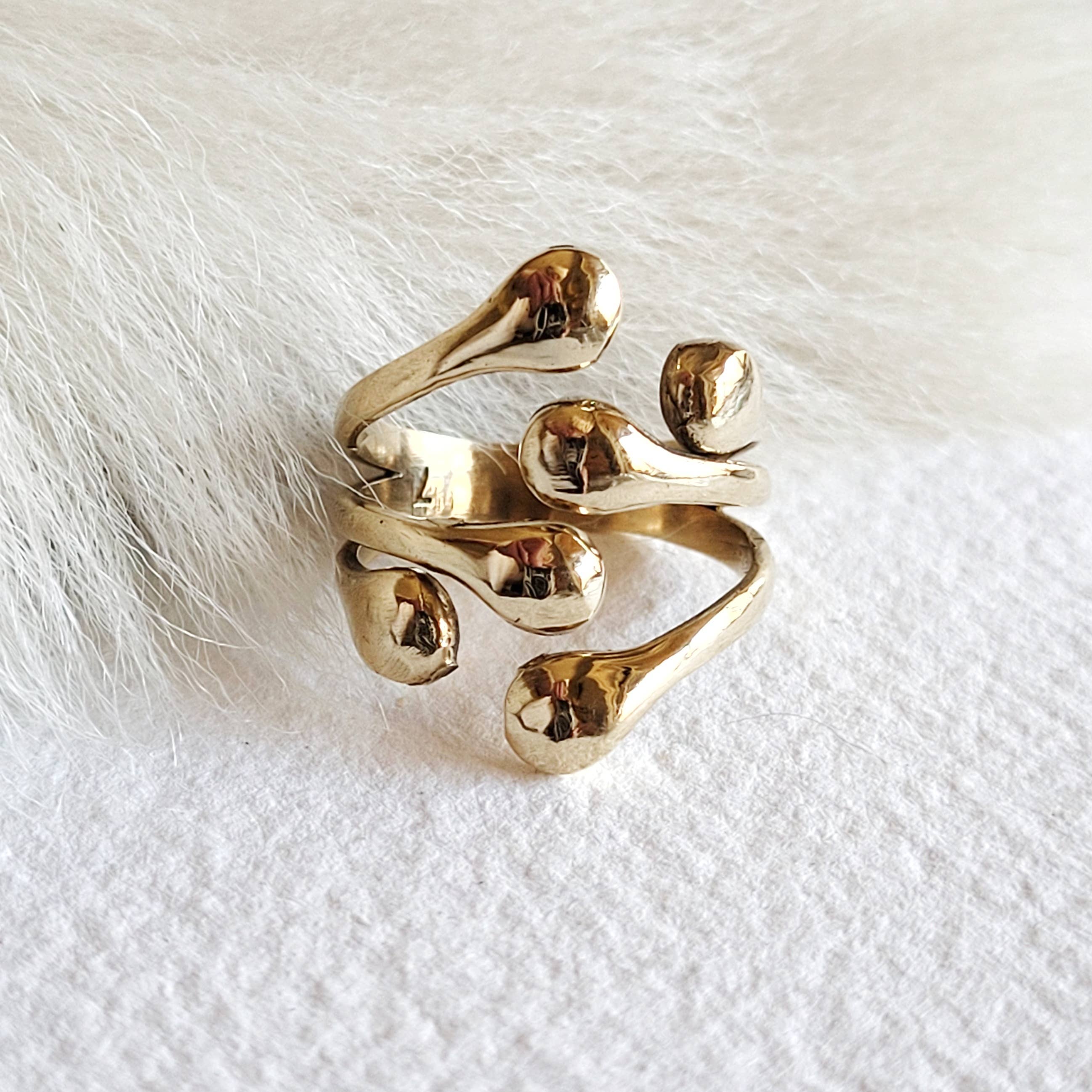 Bisjoux - Wholesale Cocktail/Statement Ring - Brass or silver ring molten cluster handmade11