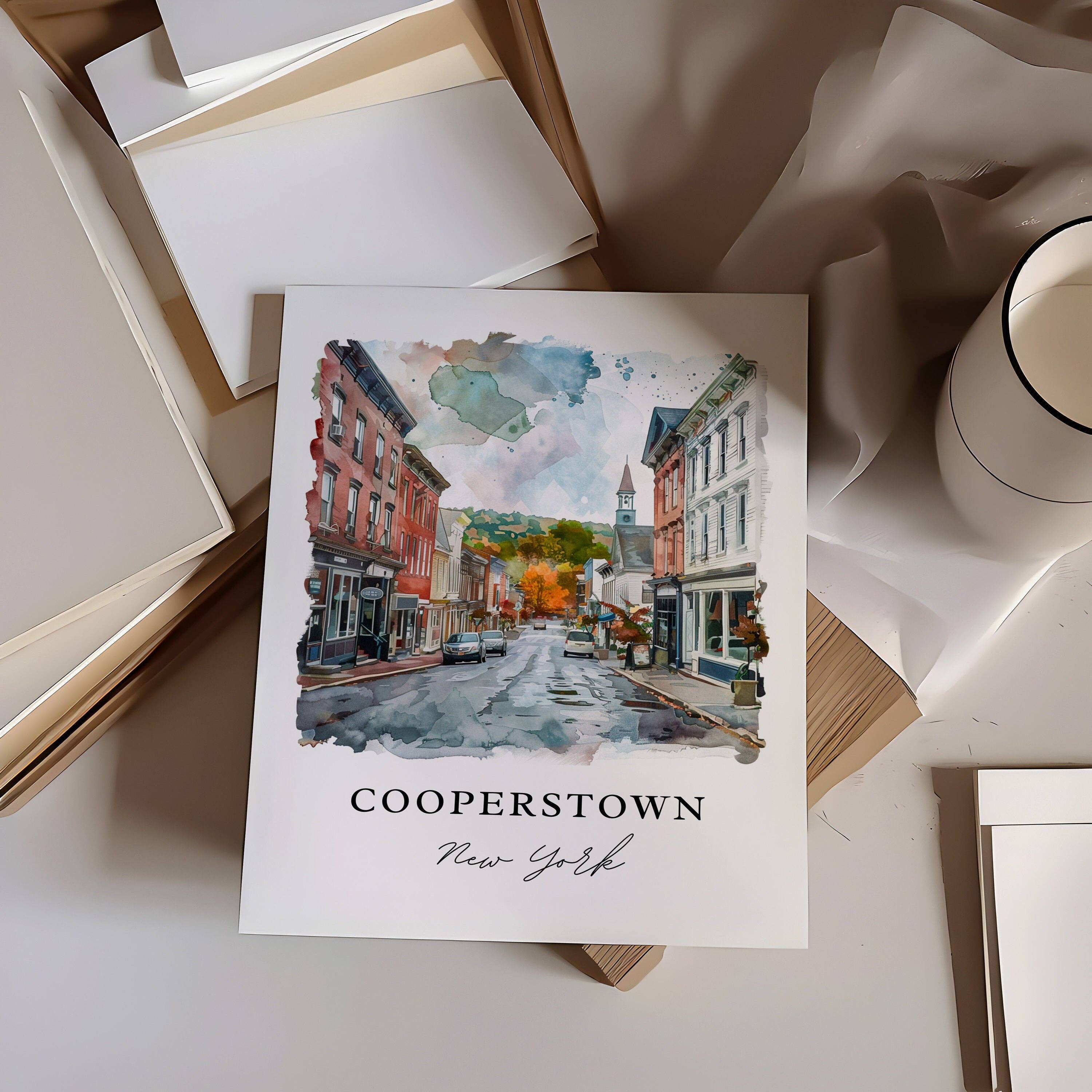 Premium Travel Art - Wholesale Art Print - Cooperstown NY Wall Art, Cooperstown Print, Baseball Hall of Fame Art, Cooperstown NY Gift,1
