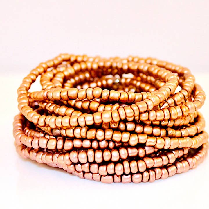 Wickelarmband mit Samenperlen, stapelbar, Perle, Roségold, goldener Hals für den Großhandel von ShellyCakes