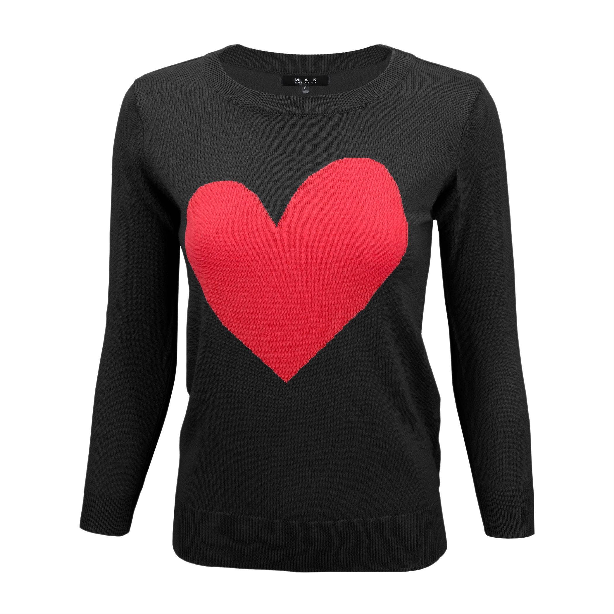 Mak – wholesale Pullovertröja - Dam – Heart Chenille Crewneck 3/4 ärm tröja MK359519