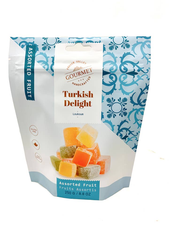 Fraser Valley Gourmet Ltd. - Wholesale Gummy - Turkish Delight (Lokum) - Assorted Fruit flavour 250g pouch