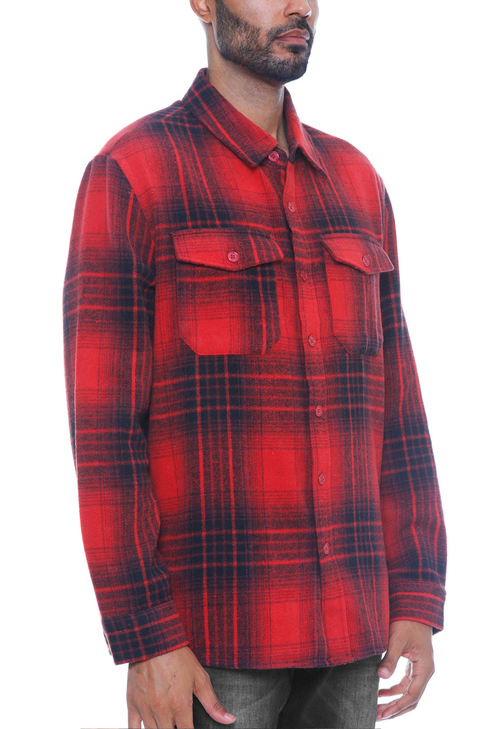 WEIV - Vente Veste-chemise – homme - Manteau en flanelle souple à carreaux pour hommes1