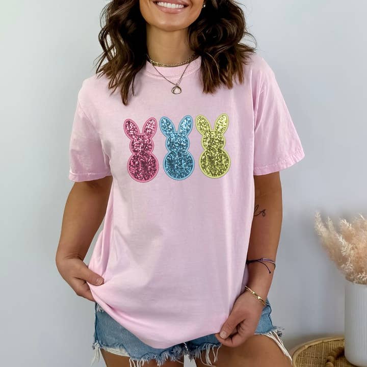 Easter Bunny Faux Sequins for wholesale by Trendy Tees Wholesale And Boutique