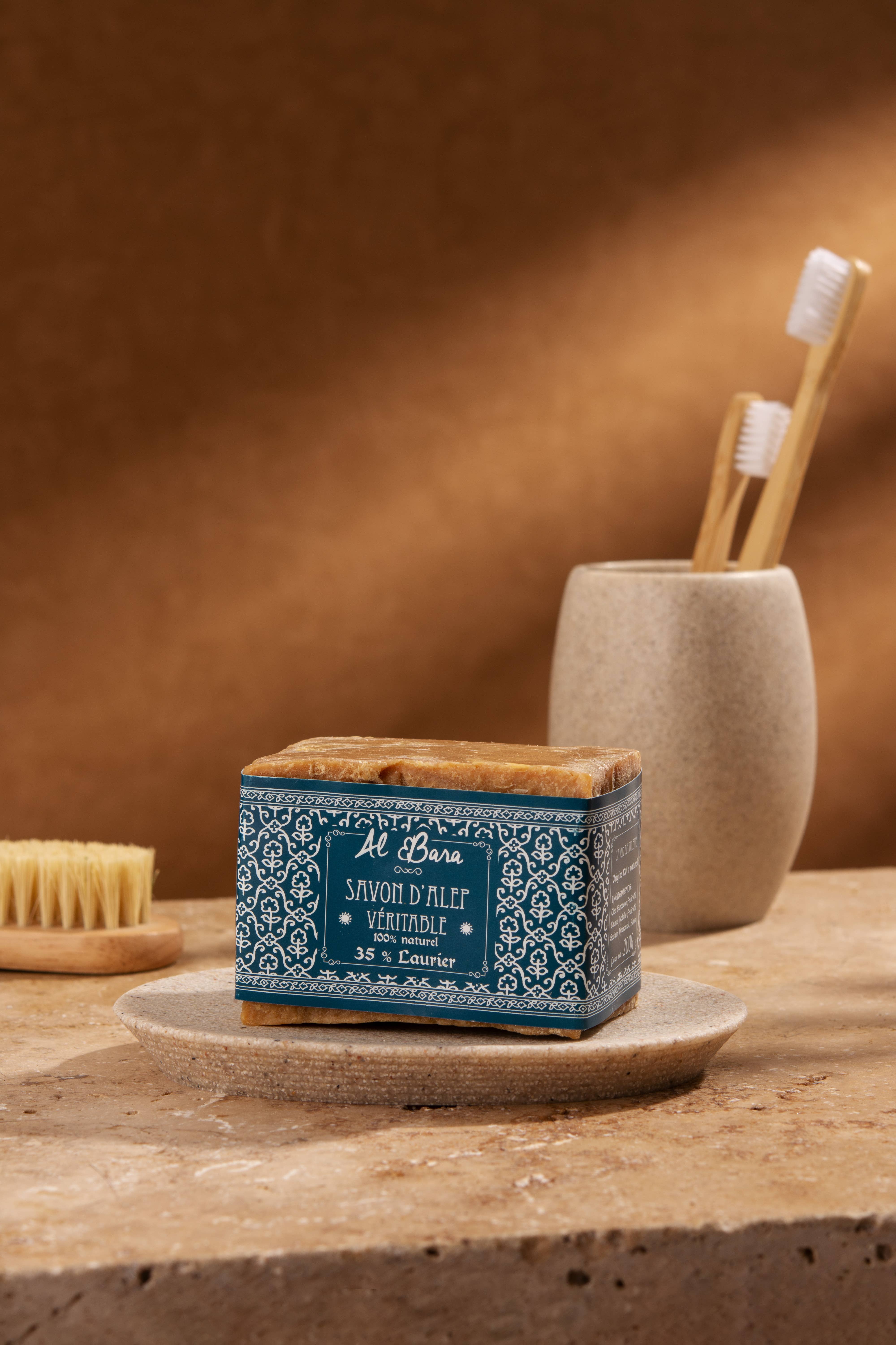 Al Bara Savon d'Alep - Vente Pains de savon - Savon d'Alep 35% de laurier - 200g