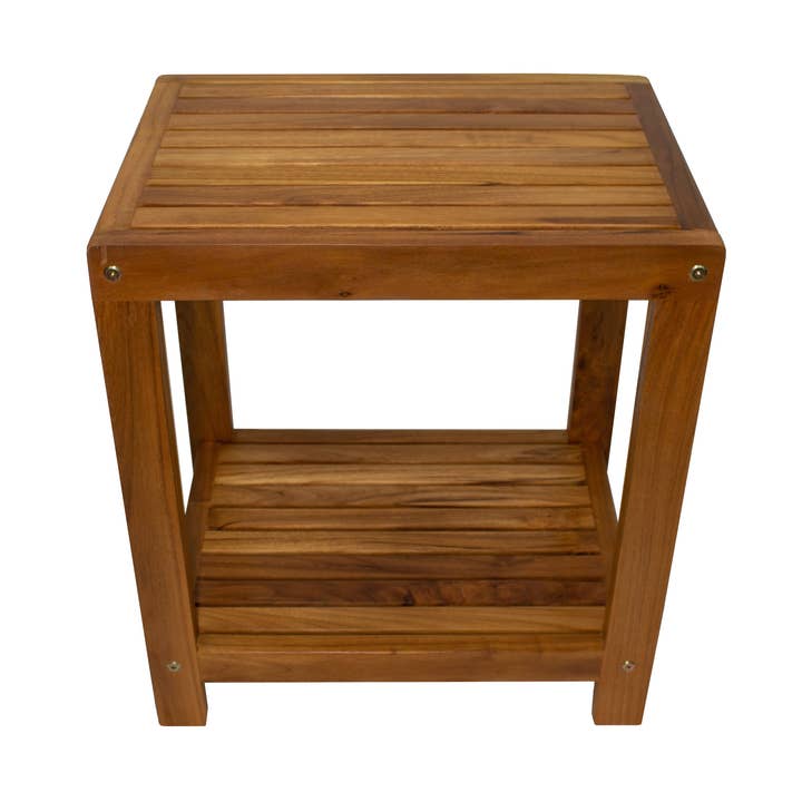 Nordic Teak - Venta al por mayor Bancos - Banco de spa de teca engrasada estilo nórdico con estante - 18 ″