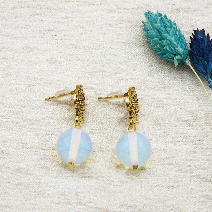 Mondstein-Kristallstein-Ohrringe für den Großhandel von Verna Artisan Works