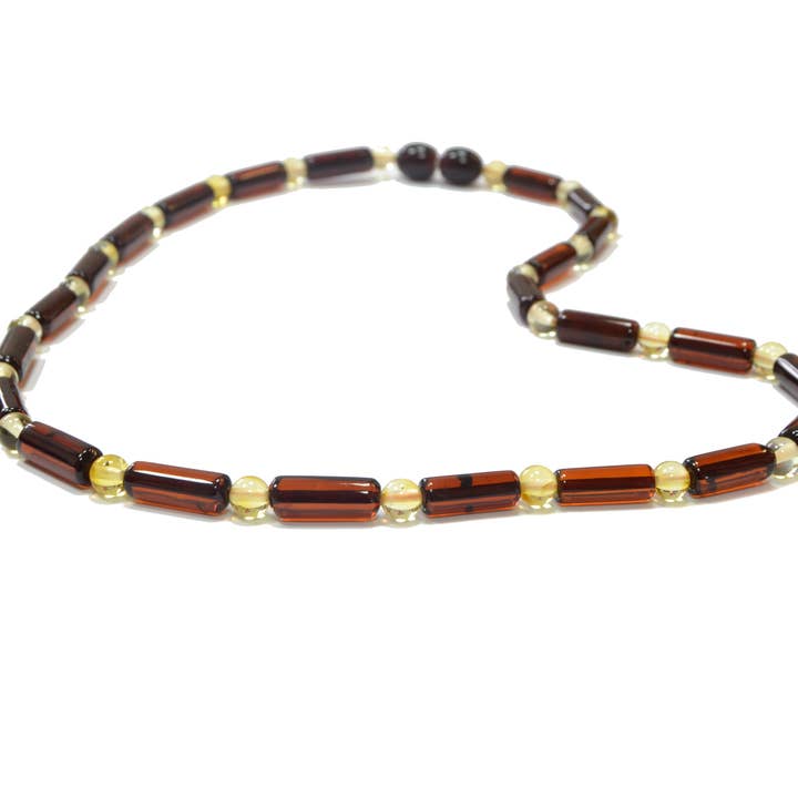 Cherry & Champagne Polished Amber Necklace for Mens for wholesale by The Natural Amber