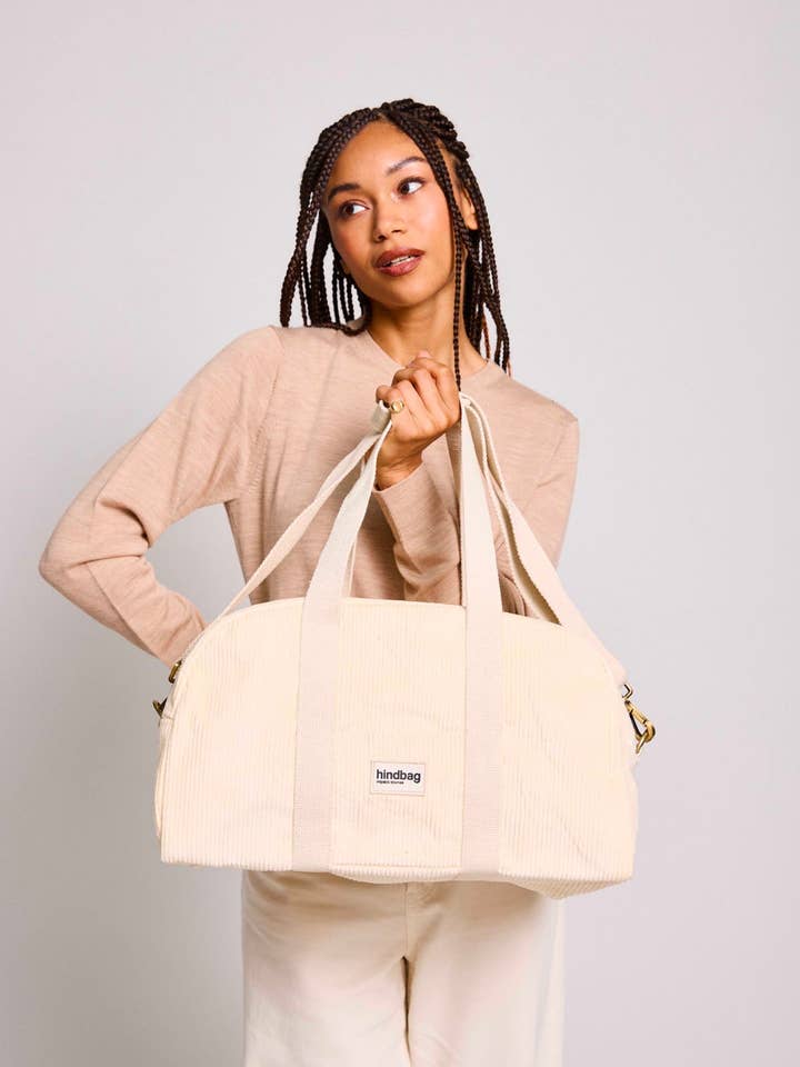 Charlie Bowlingtasche Samt Beige für den Großhandel von Hindbag