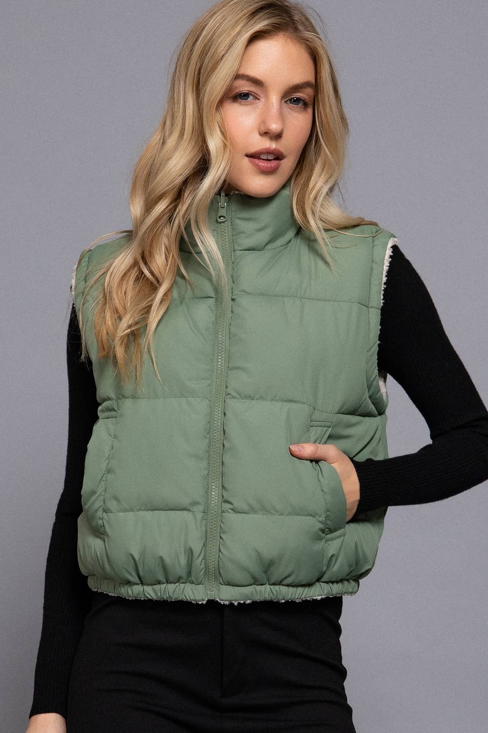 Active Basic | Active USA - Wholesale Outerwear Vest - Women's - Reversible Fur Padding Vest17
