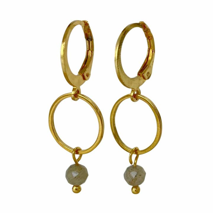 Labradorite Earrings - Gold for wholesale by Saint Clairmont