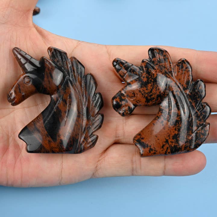2" Natural Mahogany Obsidian Unicorn Gemstone Figurine for wholesale by ilovebeadsusa