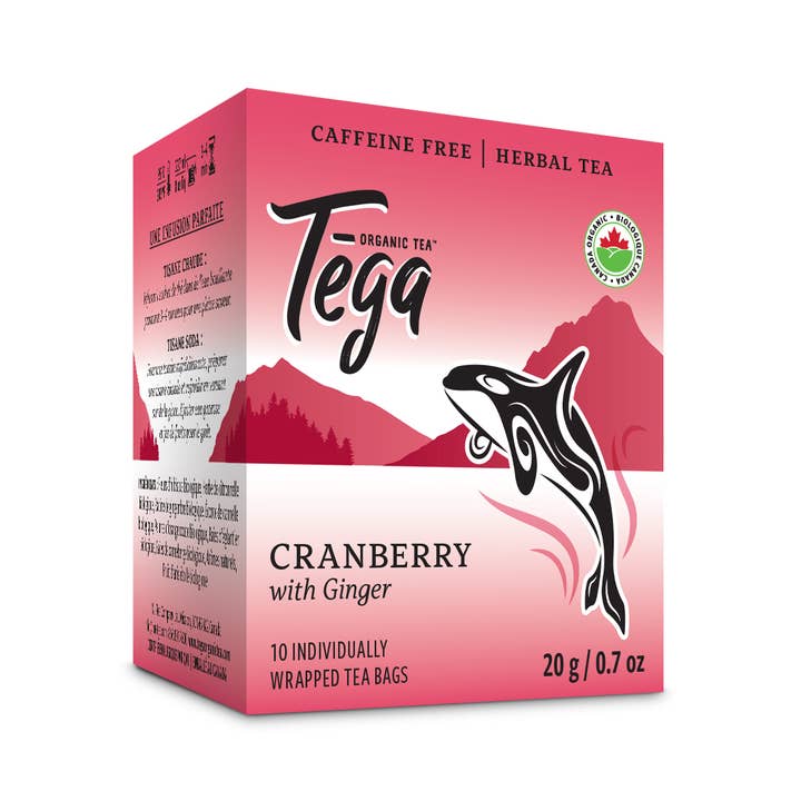Tega Organic Tea - Wholesale Health/Detox Tea - Cranberry Ginger Organic Herbal Tea 10ct