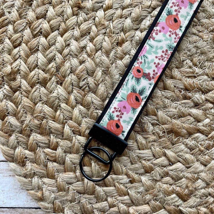 Designs by Rachel Joy - Wholesale Keychain - Women's - Rifle Paper Co. Dark Pink Rosa Keychain Wristlet