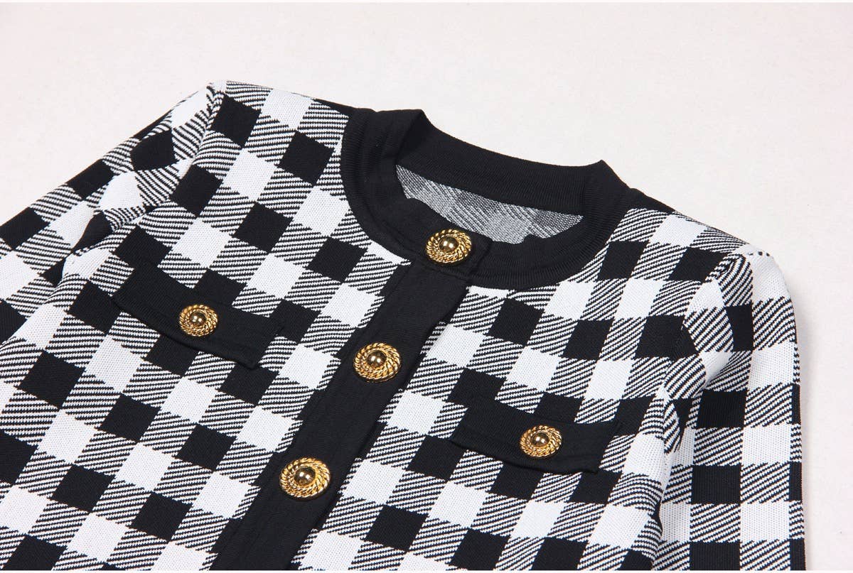 Productseeker - Wholesale Cardigan - Women's - JK071 Chic Plaid Cardigan Jacket - Autumn Essential26