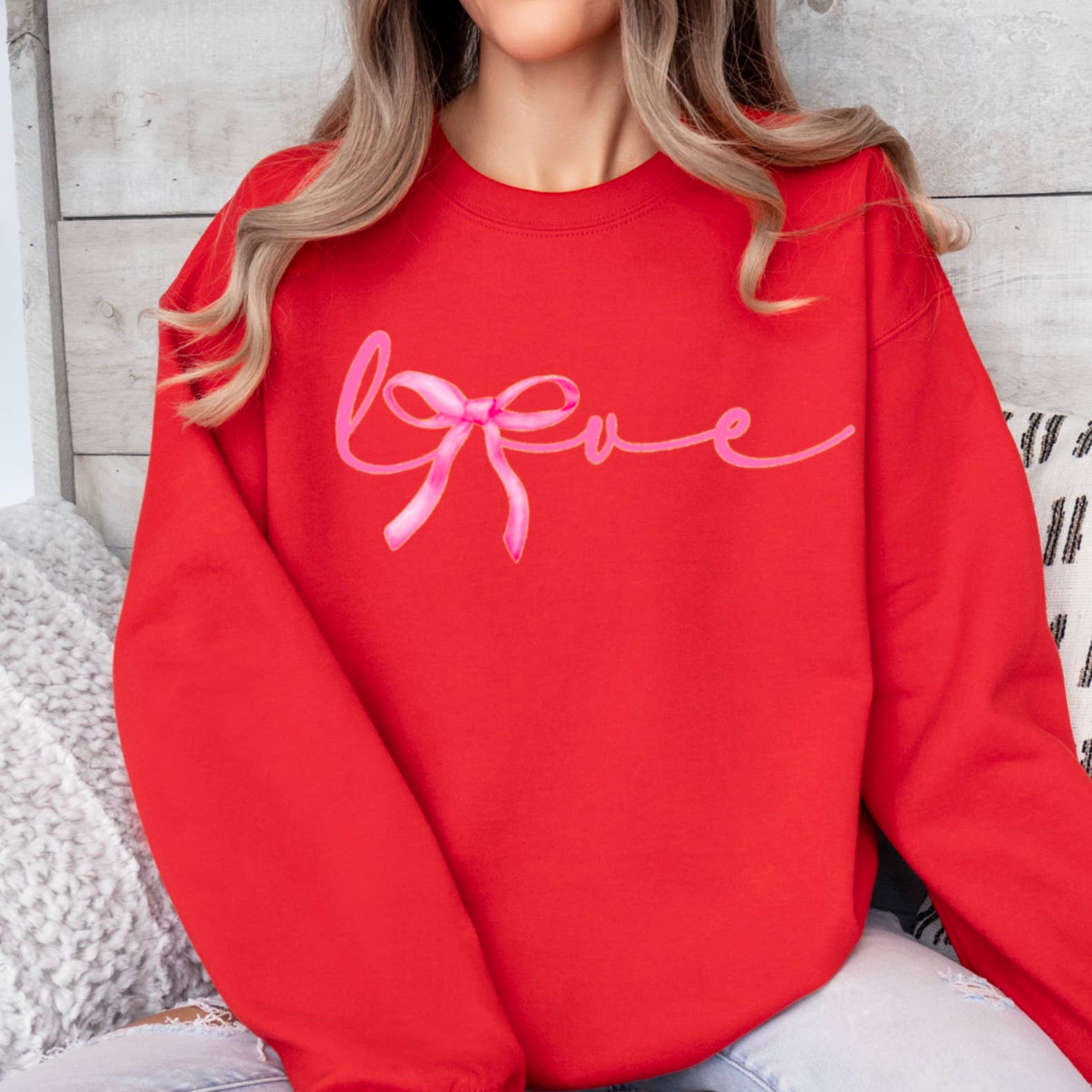 Shoppe SHC – Engroshandel Grafisk Sweatshirt - Dame – Elsk Coquette Sløjfe Sweatshirt | Skærmtrykt Sweatshirt8