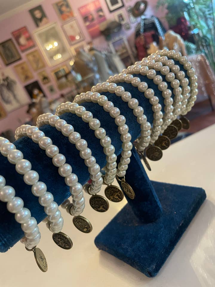 Zodiac & Pearl Bracelets-Set Mystical/Gift/Museum for wholesale by Savannah Hoffman Designs Artisan Jewelry