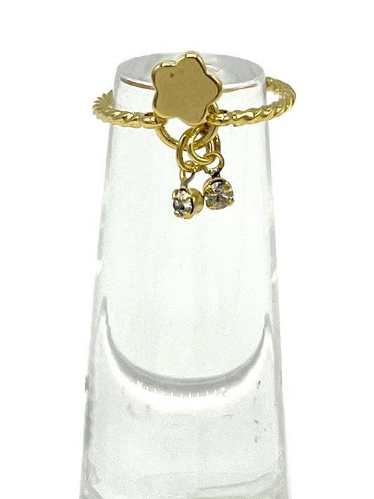 Anillo colgante con estampado floral para venta al por mayor de Andrea Bijoux