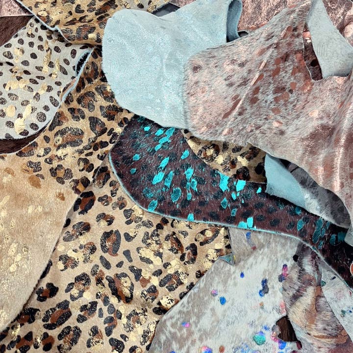 Western Linens - Wholesale Craft Supplies - Acid wash Cowhide scraps - SPECIAL PRICING