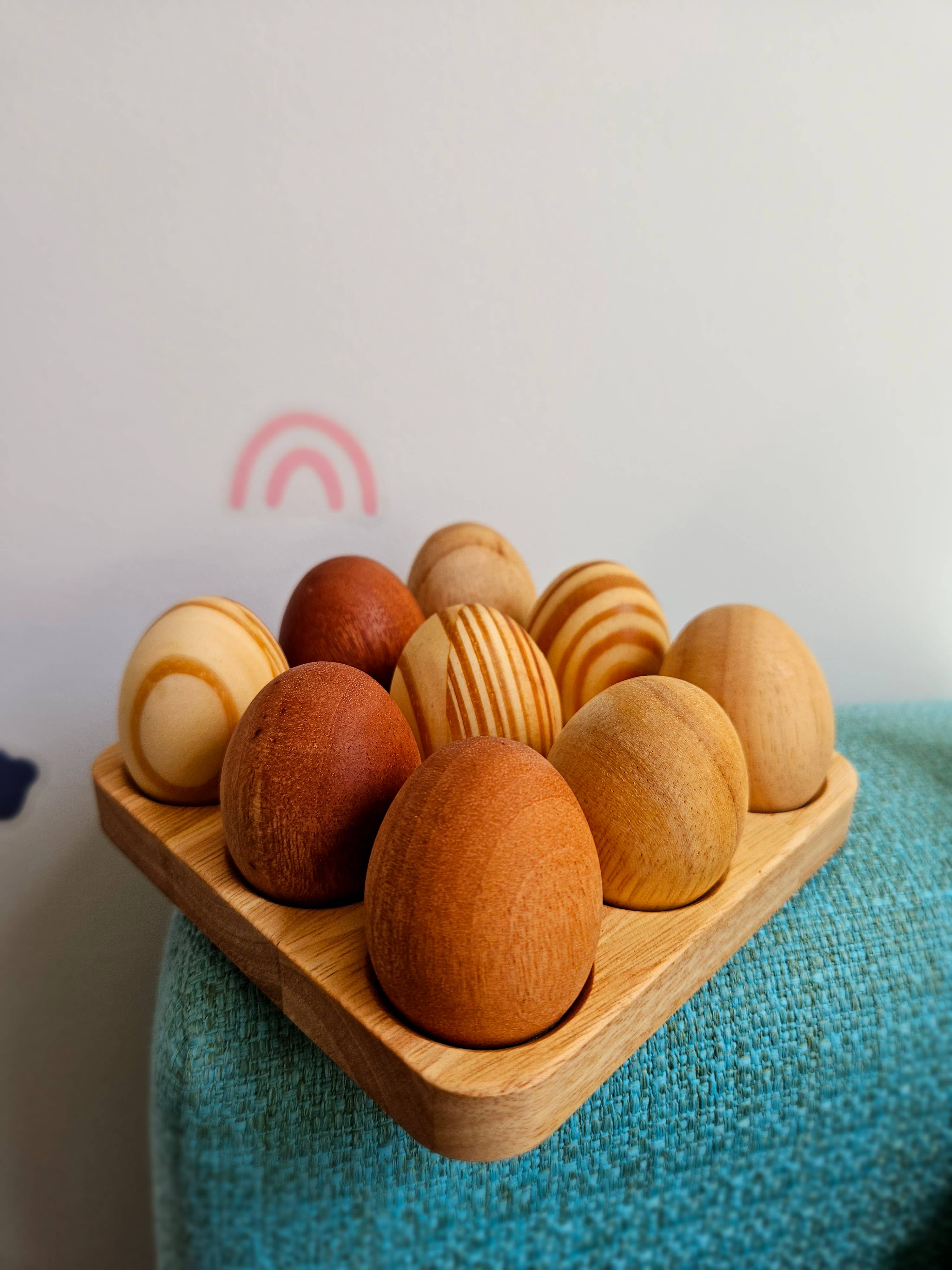 Q Toys – Engroshandel Trælegetøj - Børn – Naturlige æg med bakke0