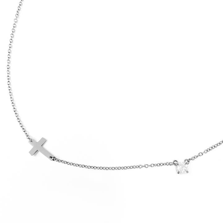 CLEARANCE-Sparkle and Cross-Everyday Necklace Rose,Yellow,Wh for wholesale by Liventi Jewelry