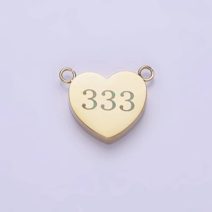 Aim Eternal - Wholesale Individual Charm/Pendant - Stainless Steel 14K Gold Filled Angel Number Numerology Engraved Heart Connector P-541-P-5492