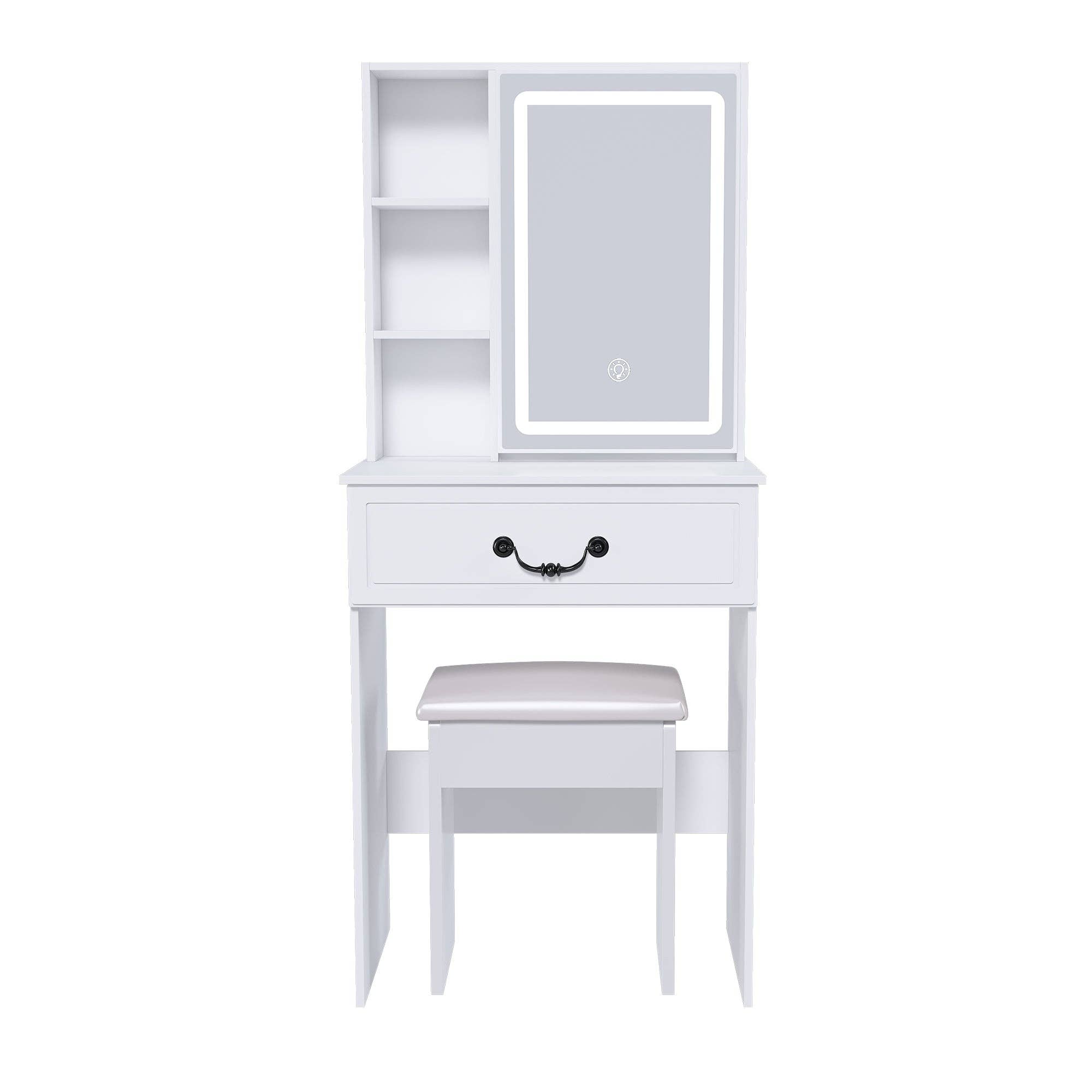 39F Inc. - Wholesale Vanity Mirror - Modern White Mini Dressing Table with LED-Lit Mirror4