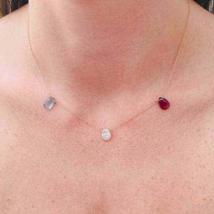 Colar de ouro 14Kt feito à medida Birthstone por atacado de Lexi Jewelry